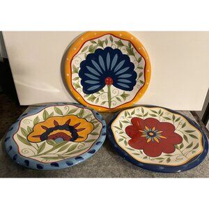 3 Beautiful Floral Design Salad/ Dessert Plates from Pier 1 Imports  # 1905